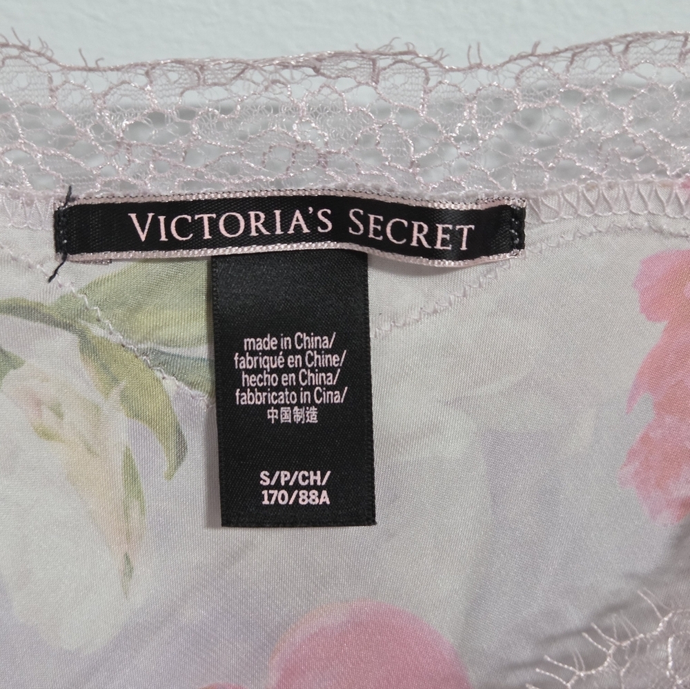 Victoria's Secret Floral Print Lace Spaghetti Strap Flowy Tank Top Purple Pink - Picture 2 of 5